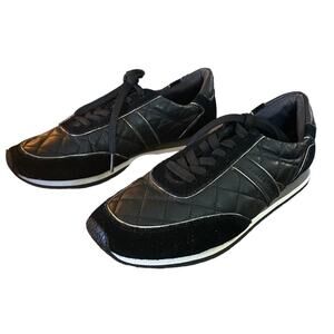 Michael Kors Black Quilted Leather Sneakers Size 9.5